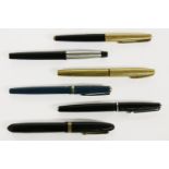 Mabie Todd no 6 fountain pen, in black with five other pens (6)