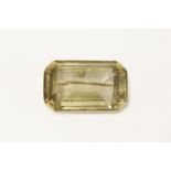 A gold emerald cut smokey quartz brooch/pendant, tested as approximately 9ct gold32.23g