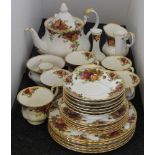 A collection of Royal Albert Old Country Roses tea wares, to include teapot, six cups, and
