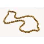 A gold rope chain necklace, tested as approximately 9ct gold18.17g