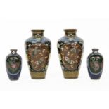 Two pairs of Japanese cloisonne vases, 19/20th century, 15 and 9.5cm high