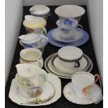 A quantity of Shelley porcelain tea wares, to include two trios and additional plates, jugs and