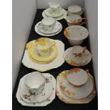 A quantity of Shelley porcelain tea wares, to include four trios and additional plates, jugs and