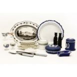 A collection of 18th century to modern Wedgwood, including pearl ware dish, a pipe stand, cream