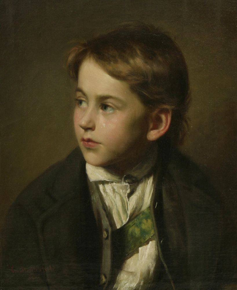 Ludwig Streitenfeld (Austrian, 1849-1930)PORTRAIT OF A BOY, HALF LENGTHSigned and dated 1870 l.l.,