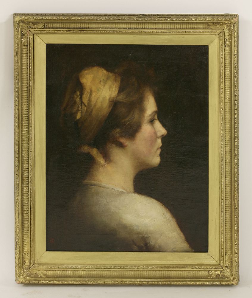 H...M...Plews (late 19th century)STUDY OF A WOMAN, HEAD AND SHOULDERS, WITH A GOLD HEADSCARFSigned - Image 4 of 6