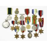 A collection of World War II medals, to include a three medal group 39-45 Star, Atlantic Star with