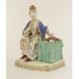 A Meissen figure group, late 19th century, a woman emblematic of 'Sight' from a series of 'The