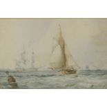 George Chambers OWS (1803-1840) A CUTTER IN A BREEZE AND OTHER VESSELS OFF A HEADLANDInscribed on
