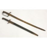 A Victorian naval sword, 79cm, and a British pattern 1875 Henry rifle bayonet and scabbard, 66cm