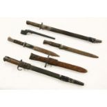 Six 20th century bayonets, including five 1907 pattern, 70cm longest