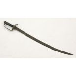 A 19th century French Cavalry sword, the carved steel blade with carved ebony handle and gilt