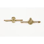 Two gold sweetheart brooches including a Bedfordshire crested example, both marked 9ct, 3.40g