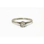 A white gold single stone diamond ring, marked 18ct1.76g