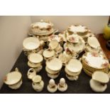 A Royal Albert 'Old Country Roses' pattern six place tea, coffee and dinner set, comprising a