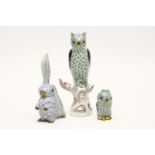 Two Herand figures of owls, and another of a rabbit