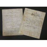 A Victorian parchment certificate of service and vellum pension paper for Private James Turner,