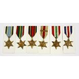 Six George VI World War Two medals, to include a Burma Star, a Pacific Star, an Air Crew Europe
