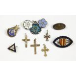 A collection of gilt metal enamel badges, to include a a Pontin's Brean Sands, The Royal School of