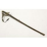 A Victorian officers dress sword, with an open hilt with 'VR cypher', shagreen grip handle and metal