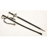Two German Third Reich swords, a Luftwaffe sword, inscribed 2.FEA 37/1, 93cm and 98cm