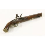 A flint lock pistol, with a Crown and GR and Brasher inscribed to the side, 39cm long