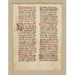 Fourteenth century Breviary Manuscript leaf on vellum. Double sided and illuminated. Mounted.