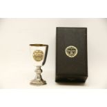 An Isle of Man Millennium silver goblet for Tynwald 1979, the bowl having gilt interior is raised on