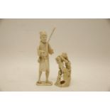 Two Meiji period Japanese carved ivory figures, c.1900