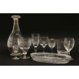 A collection of Tutbury cut glassware, including wine glasses, rummers, a decanter and other