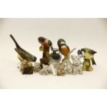 A collection of five porcelain birds, to include examples by Goebel, Bull-finch, and Beswick,