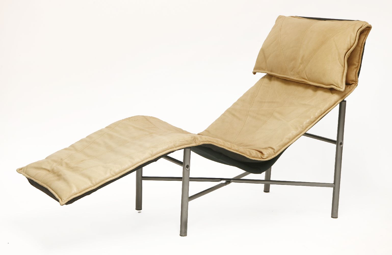 A 'Skye' lounger, designed by Tord Björklund for Ikea in tan leather, 160cm wide