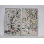 A pair of chinoiserie decorated painted panels, each 131cm x 74cm (2)