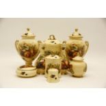 Nine pieces of Anysley 'Orchard Gold' porcelain, to include lidded vases, lidded jars, etc.