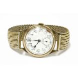 A gentleman's 9ct Longines mechanical watch, with later expanding bracelet, white enamel dial,