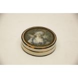 A Victorian tortoiseshell ivory trinket box, with a hand painted portrait lid of Marie Antoinette
