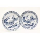 A pair of 19th Chinese century porcelain circular dishes, each painted in underglaze blue with