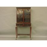 An early 20th century Chippendale revival mahogany display cabinet, with a pair of astragal glazed
