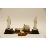 Four carved Indian ivory figures, late 19th/early 20th century