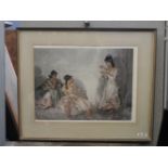 After William Russell Flint THREE LADIES colour reproduction, print signed in pencil,