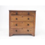 A Continental walnut chest of two short over three long drawers, 103cm wide