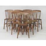 Ten matched spindle back kitchen chairs