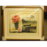 Roubin limited edition lithograph composition,gilt framed