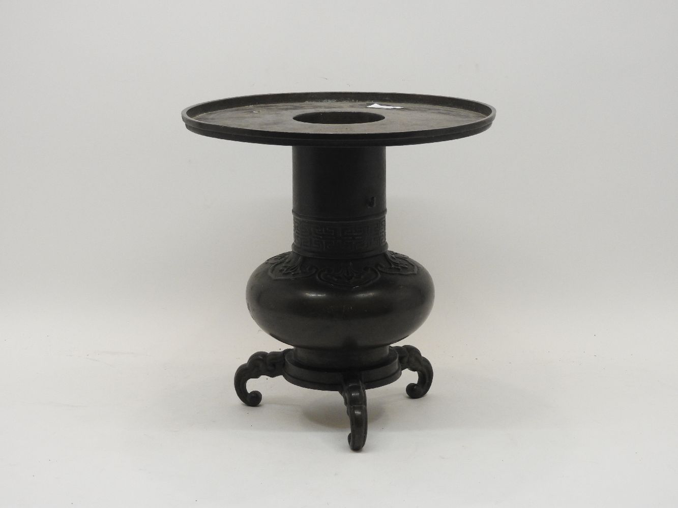 A Japanese bronze censer, c.1890,the base signed. 35cm high