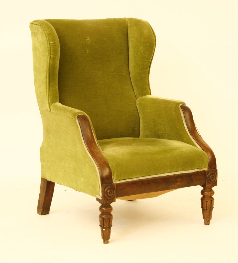 A William IV armchair, with rosewood arms and front legs