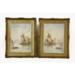 J....Hill 'Venetian Fishing Boats''VENICE'signed l.l., watercolourgilt frames56cm x 38cm