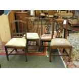 Four mahogany dining chairs, with drop in seats