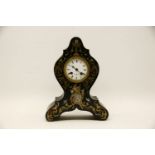 A 19th century French ebonised and boullework mantel clock, fitted white enamel dial inscribed R.