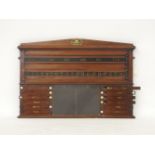 A Victorian mahogany snooker scoreboard, made by Thurston & Co, 77cm high x 112cm wide