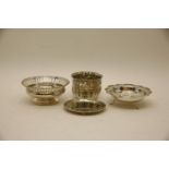 Four early 20th century silver items, comprising: a gadrooned bowl, two silver sweet dishes and a